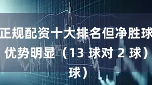 正规配资十大排名但净胜球优势明显（13 球对 2 球）